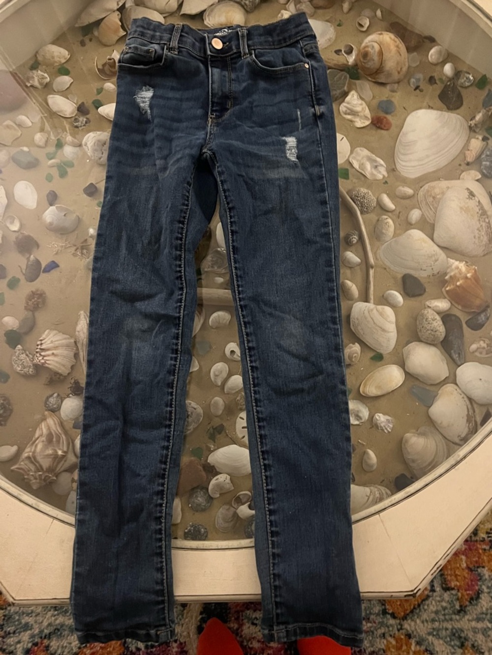Jordache Dark Wash Girls Skinny Jeans with Faded Distress
